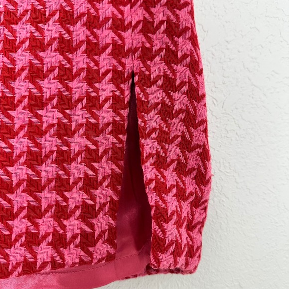 AFRM Melody Pink &‎ Red Houndstooth Mini Skirt with Slit - S/P - Picture 2 of 9
